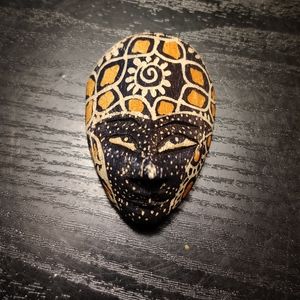 Indonesian Mask Head Tribal Charm Wooden Sculpture Souvenir